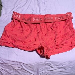PINK Victoria's Secret Coral Logo Elastic Waist Bike Shorts